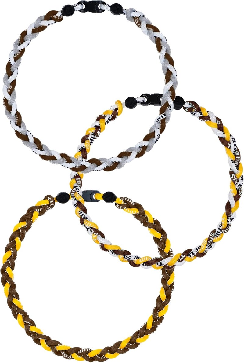 SUPBOMM 3 pcs Baseball Rope Necklaces, League Team Colors Braided Necklace, Baseball Team Gifts - Image 1